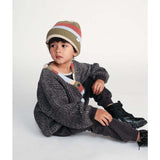 Chunky Ribbed Knit Striped Elastic Fit Beanie Hat