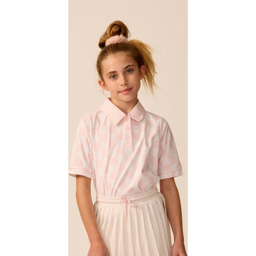 Tech Play Polo in Pink Check