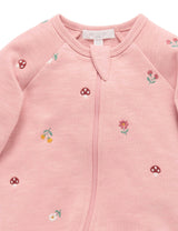 Embroidered Fleece Growsuit Blush Forest Broderie