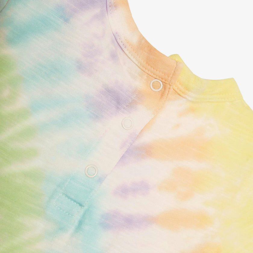 Baby pocket shortie in rainbow tie-dye