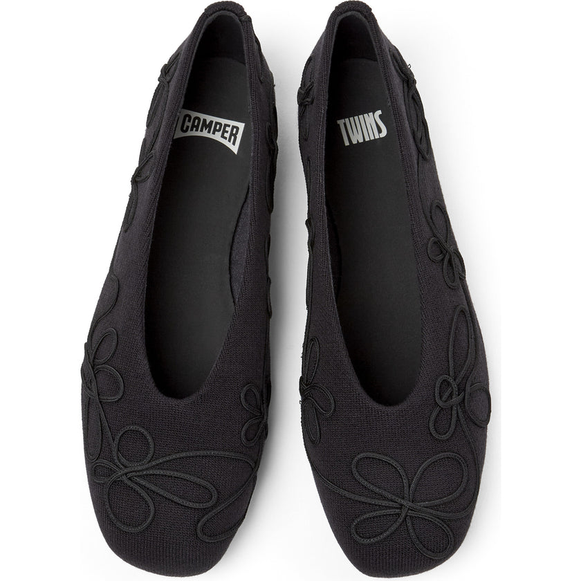 Women's Twins Textile Square Toes Ballerina Shoes