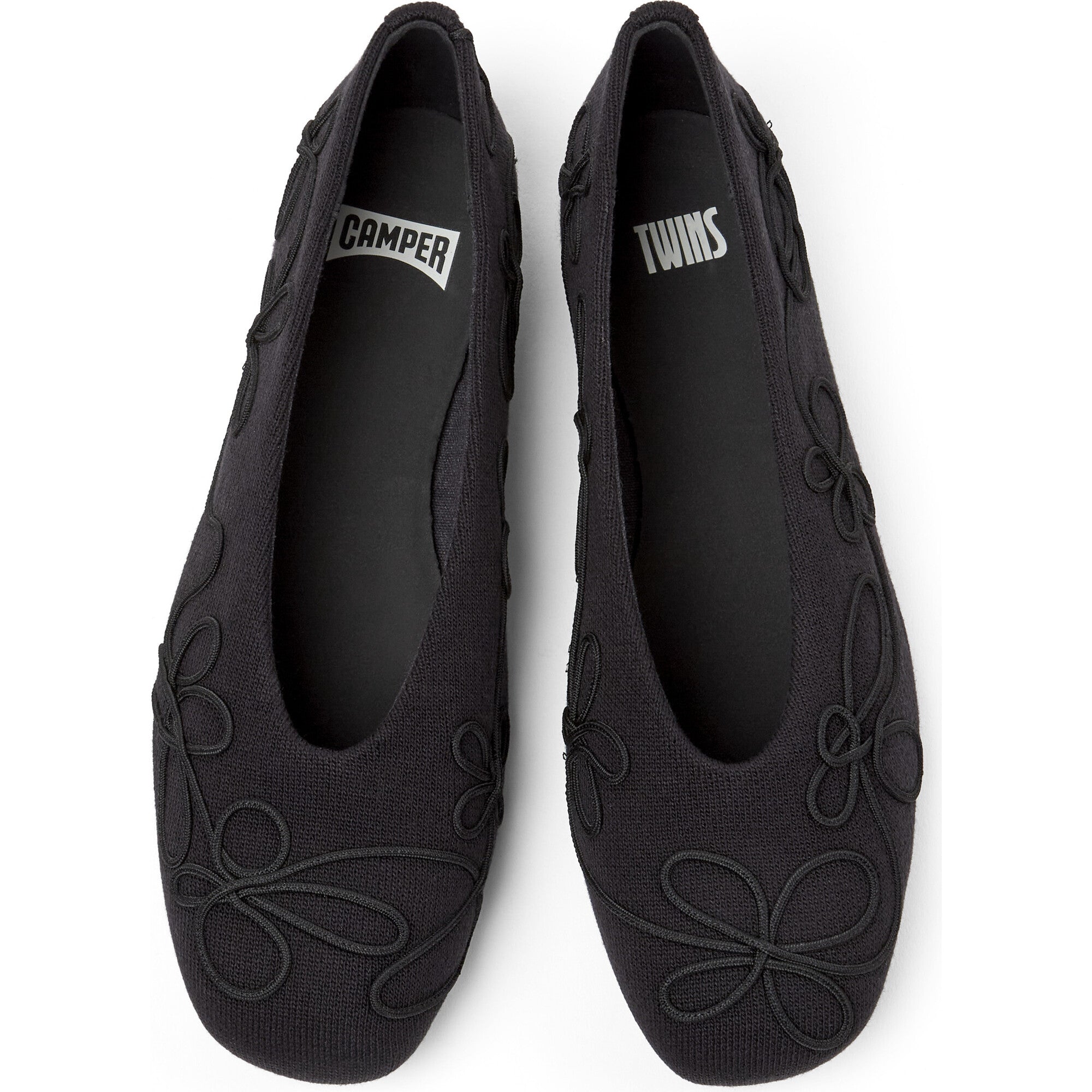Women's Twins Textile Square Toes Ballerina Shoes
