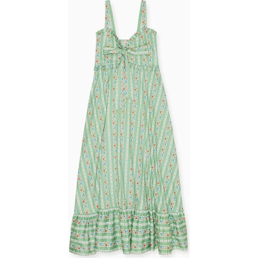 Sage Floral Stripe Toledo Women Midi Dress
