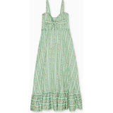 Sage Floral Stripe Toledo Women Midi Dress