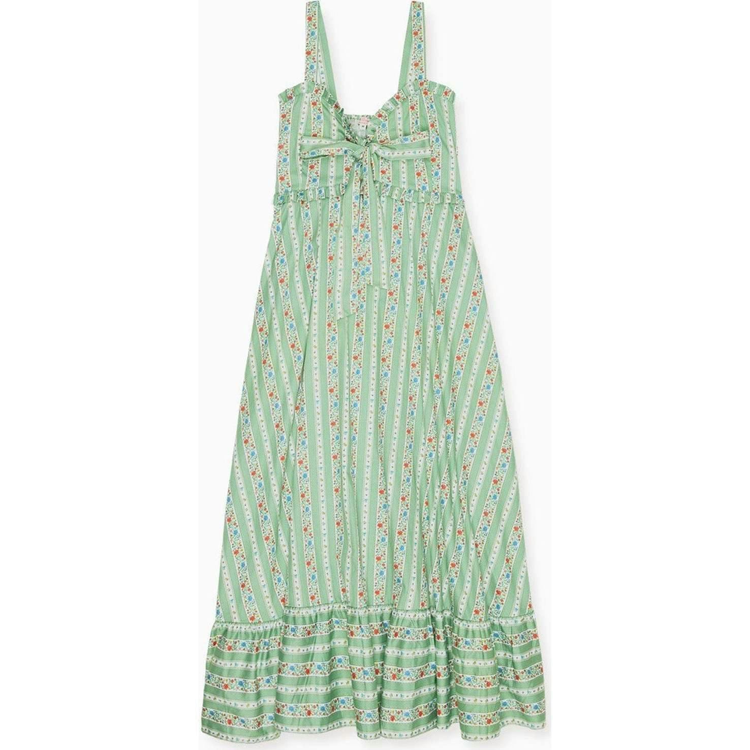 Sage Floral Stripe Toledo Women Midi Dress