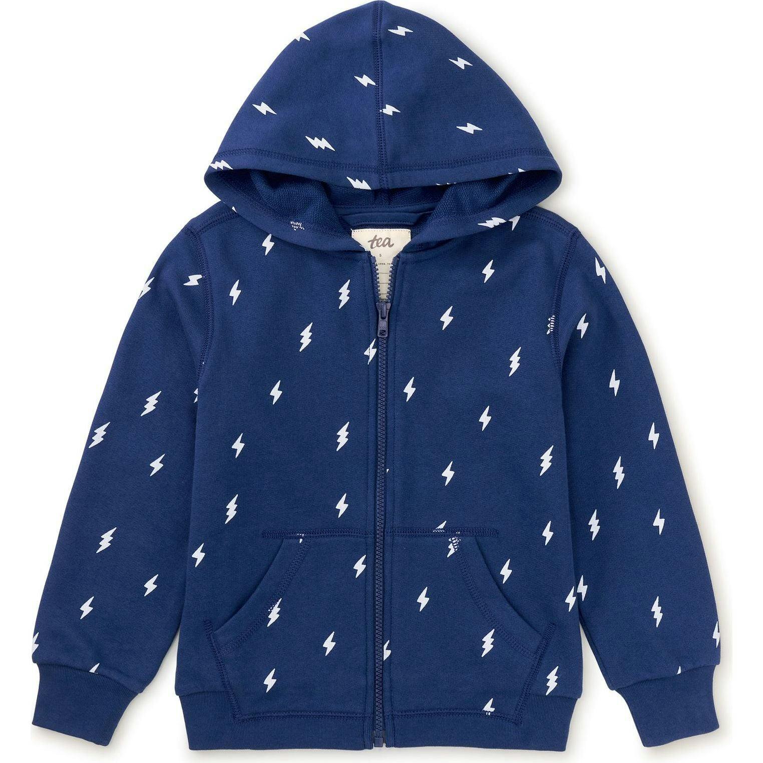 Happy Long Sleeve Kangaroo Pocket Front Zip Hoodie, Blue
