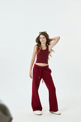 Cami Merlot French Terry Wide Leg Jogger - Ace