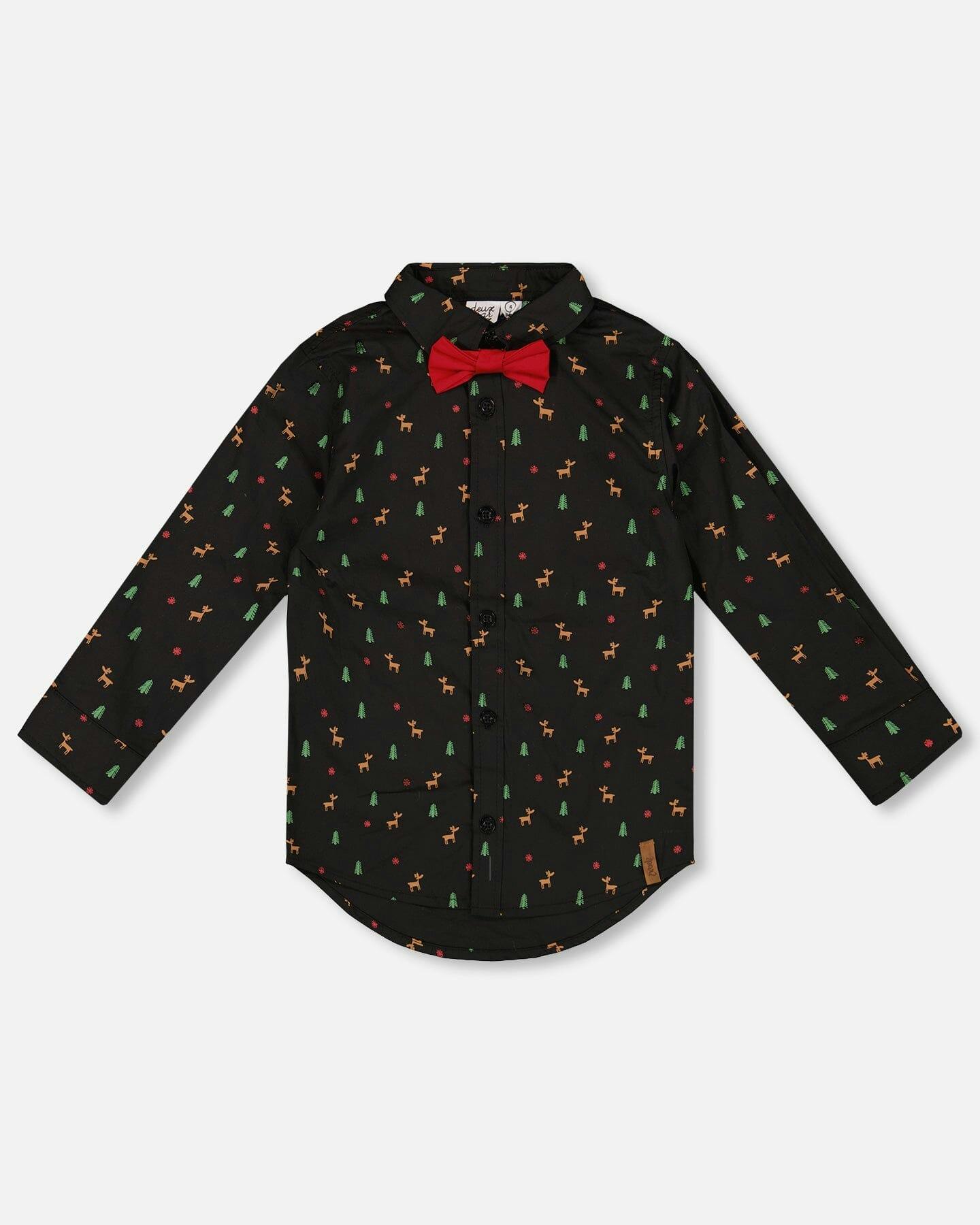 Printed Poplin Shirt with Bow Tie