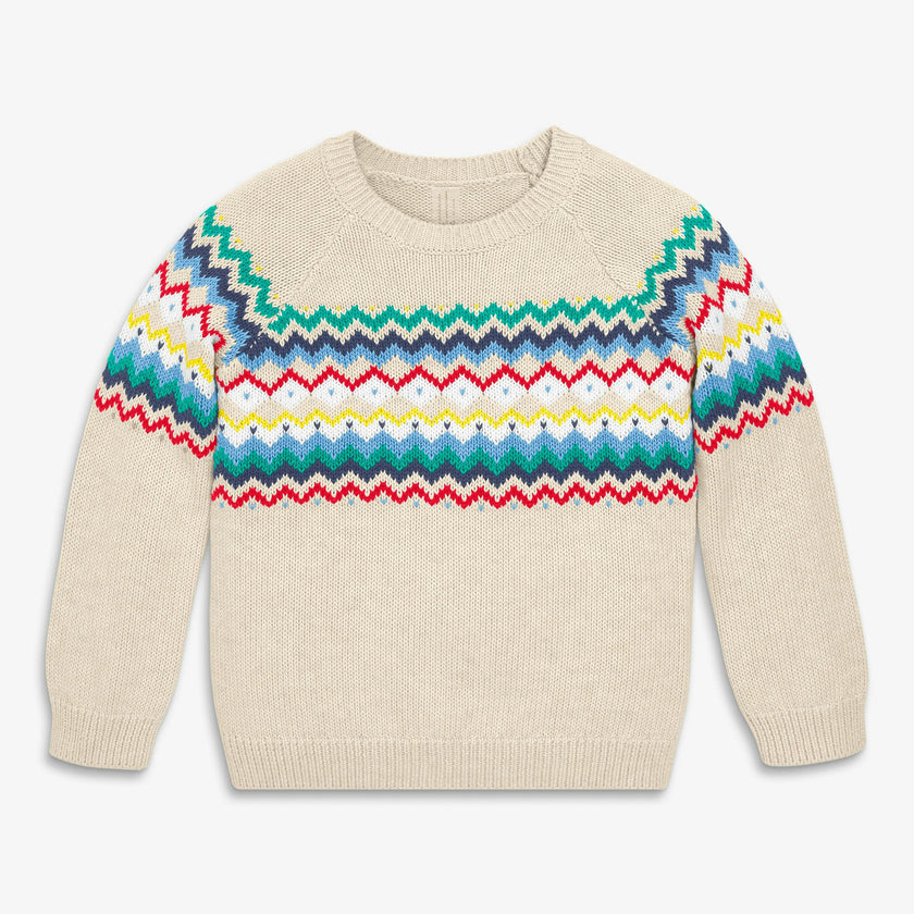 Kids sweater in rainbow fair isle