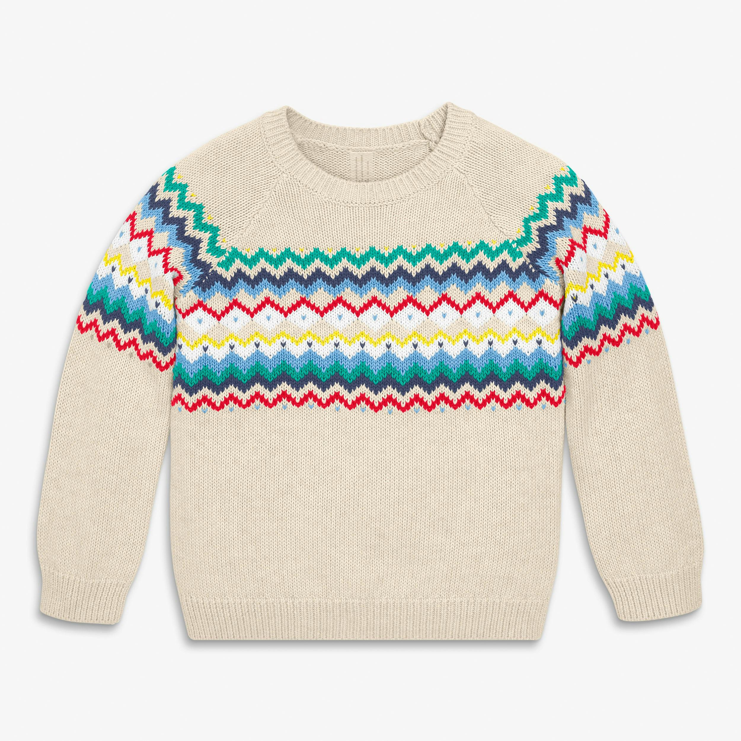 Kids sweater in rainbow fair isle