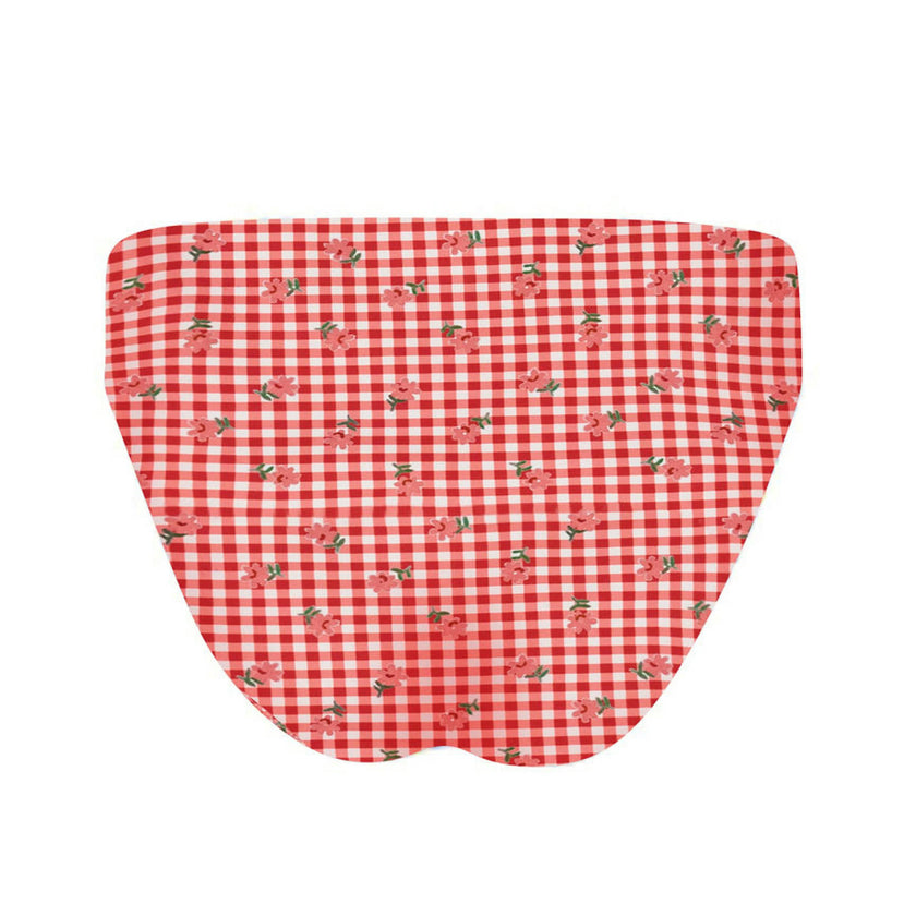 women's cranberry gingham mid rise bikini bottom