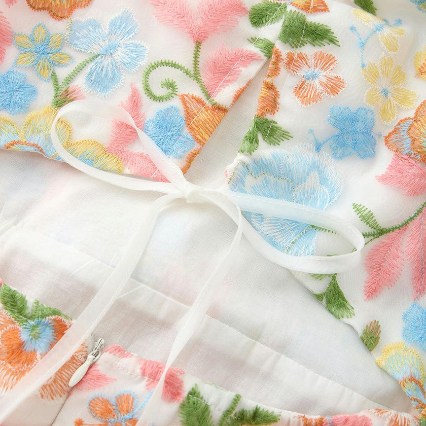 Bianca Embroidered Frill Maxi Dress