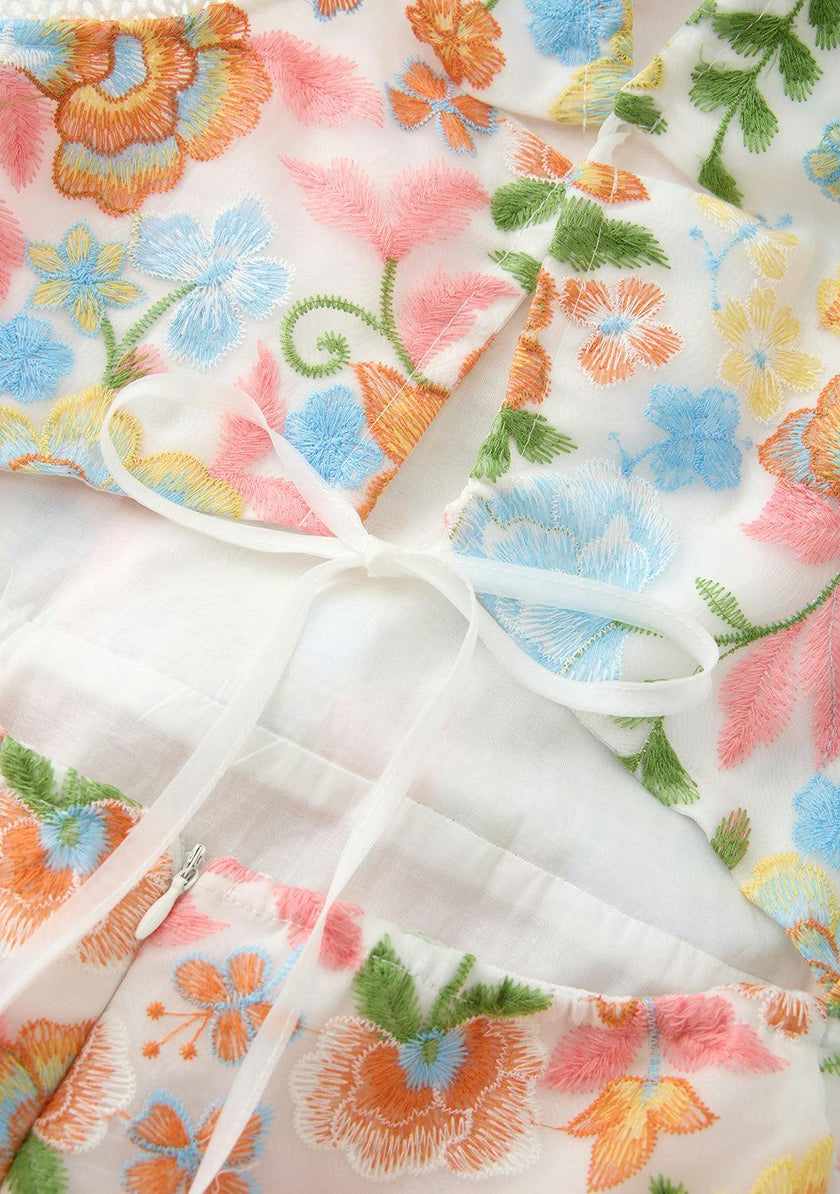 Bianca Embroidered Frill Maxi Dress