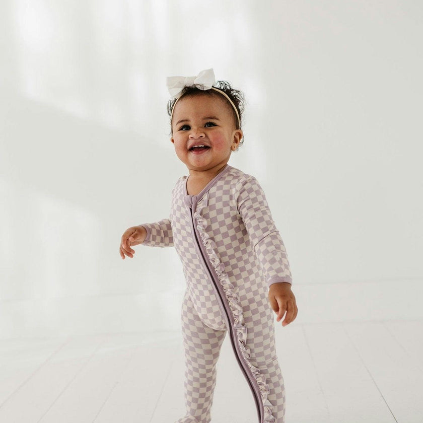 Footie Romper Lavender Cloud Checkered