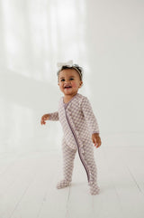 Footie Romper Lavender Cloud Checkered