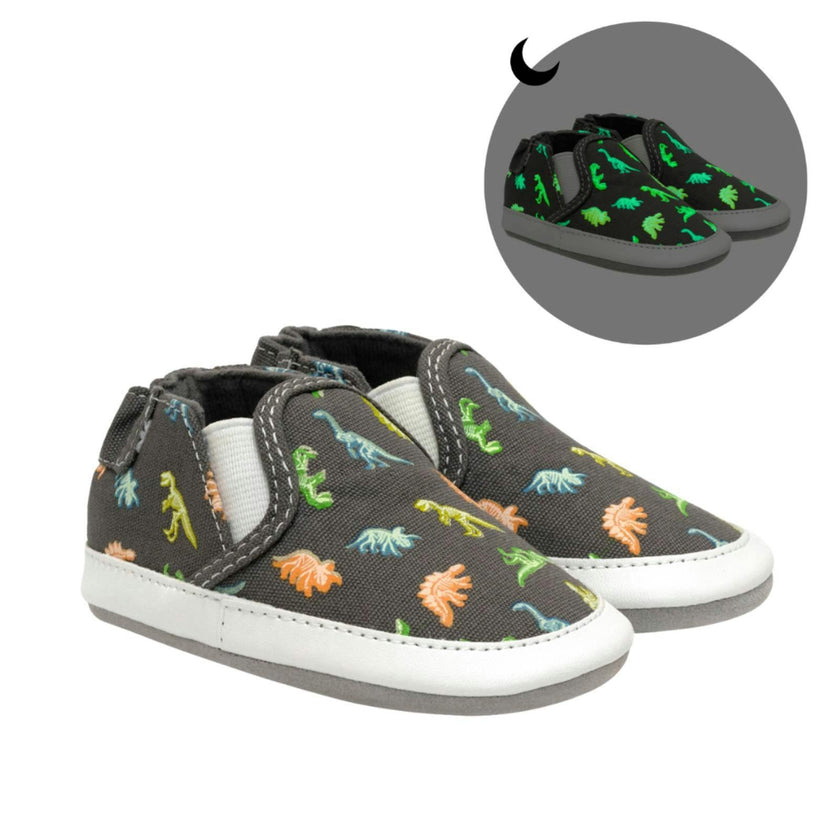 Glowing Dinos Charcoal Soft Sole