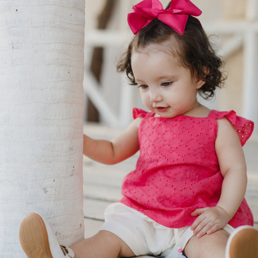 Fuchsia Eyelet Short Set