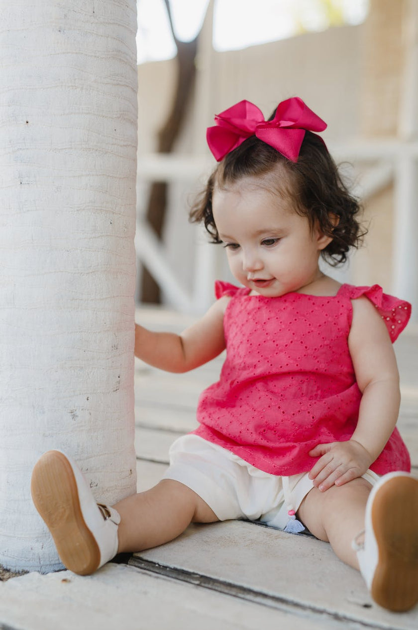 Fuchsia Eyelet Short Set