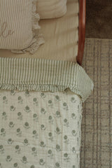 Elle Green Floral Ruffle Quilt 6 Layer Gauze Blanket