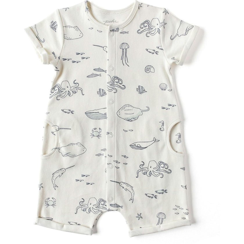Life Aquatic Short Sleeve Romper, Blue
