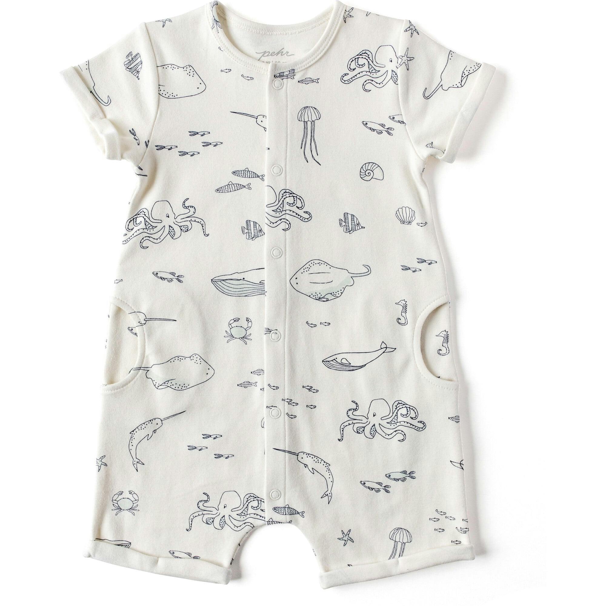 Life Aquatic Short Sleeve Romper, Blue