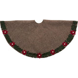 Handmade Felt Poinsettia Border Gray Christmas Tree Skirt 60"