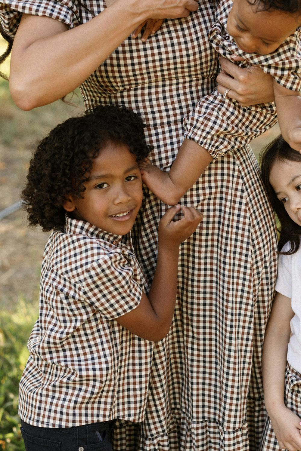 Boys James Shirt in Chestnut Gingham