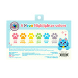 Lucky Cat Paw Scented Neon Highlighters - Set of 6