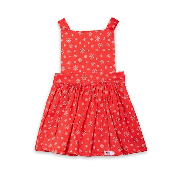 Pinafore Print Elastic Waist Full Skirt Dress