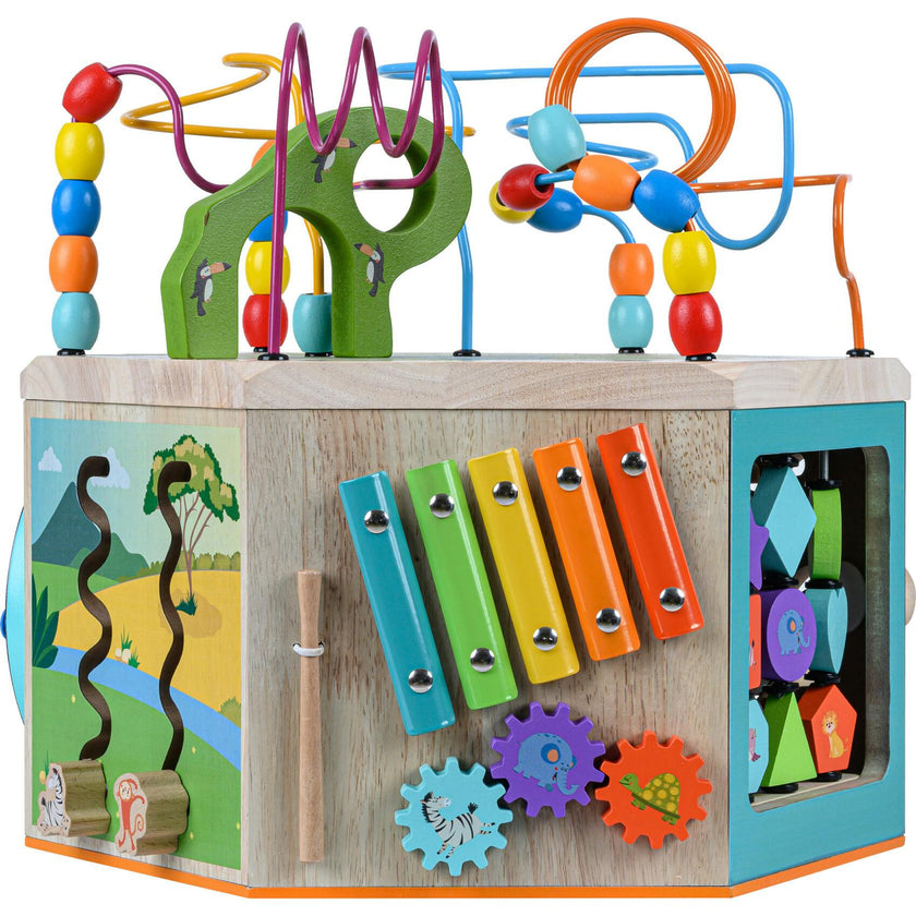 Preschool Play Lab Large Wooden Activity Learning 7-side Cube