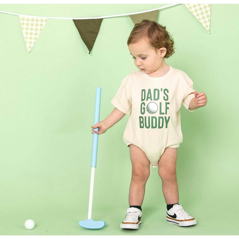 Dad's Golf Buddy Short Sleeve Romper - Natural