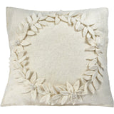 Hand Felted Wool Christmas Pillow, Cream Wreathâ 20"