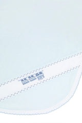 Blue Herringbone Embroidered Receiving Blanket