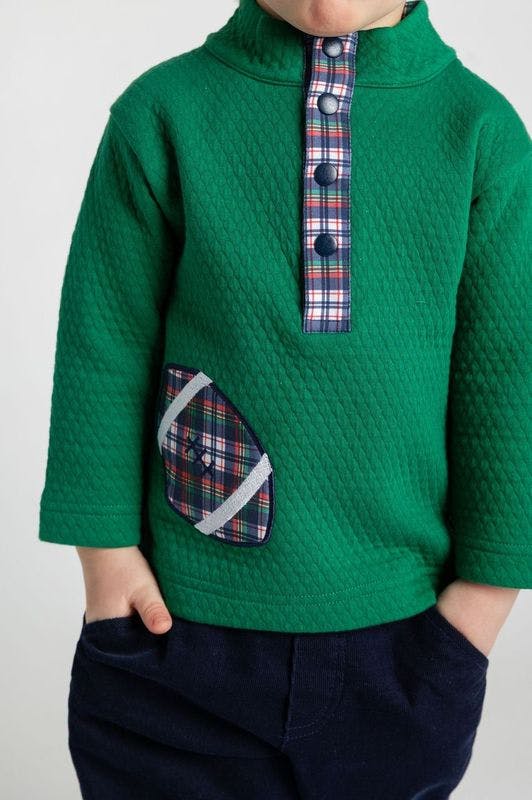 Green Jacquard Knit Pullover With Football