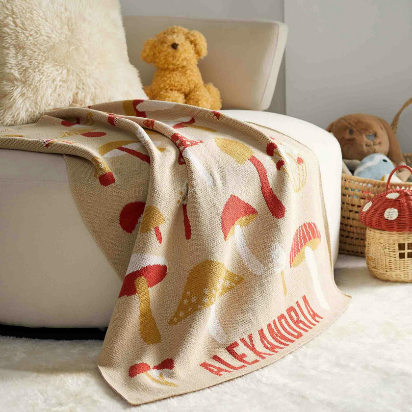 Custom Personalized Baby Sustainable Knit Throw Blanket - Forager