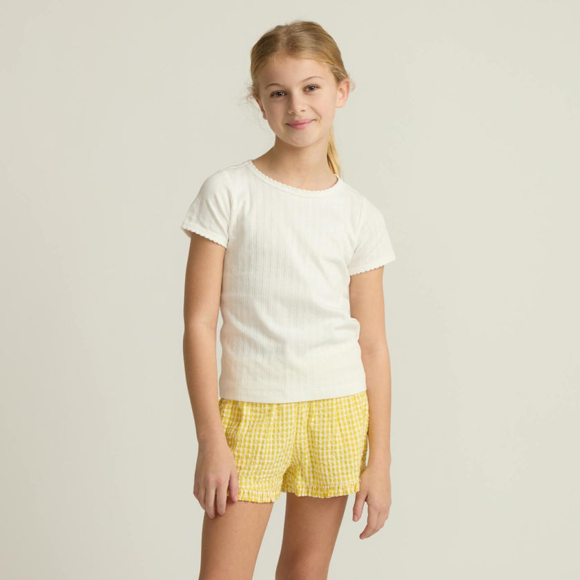 girls soleil gingham ruffle shorts