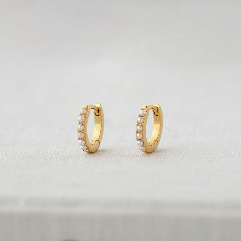 Pearl 12mm Huggie Hoop Earrings