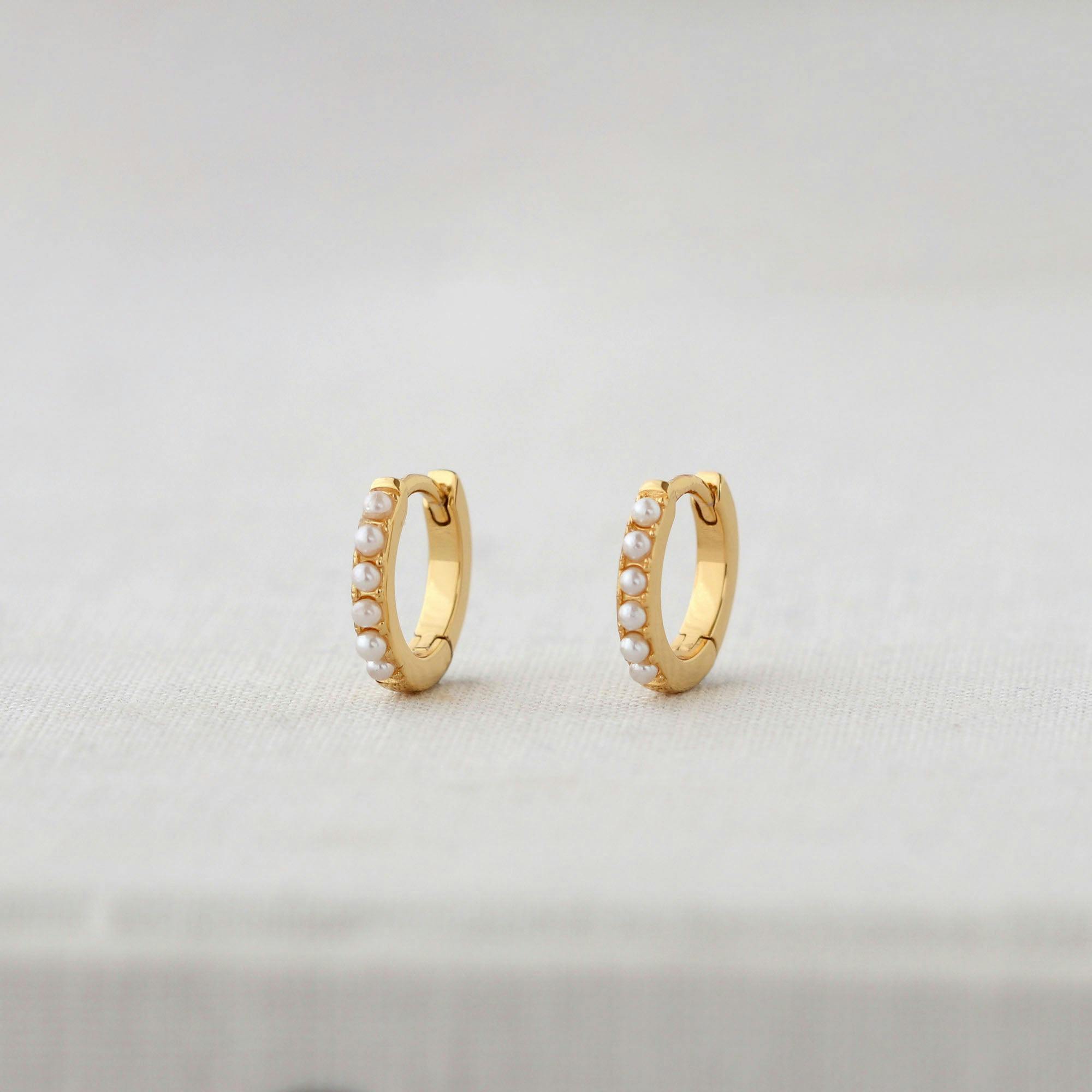 Pearl 12mm Huggie Hoop Earrings