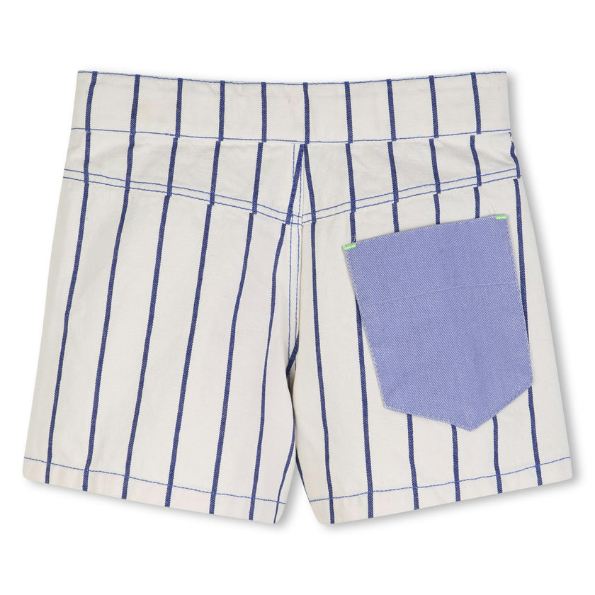 Cream Stripe Shorts with Color Pockets
