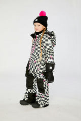 Two Piece Teknik Snowsuit White And Bright Pink Checkered Print