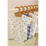 Print Short Raglan Sleeve Snap One-Piece, Blue