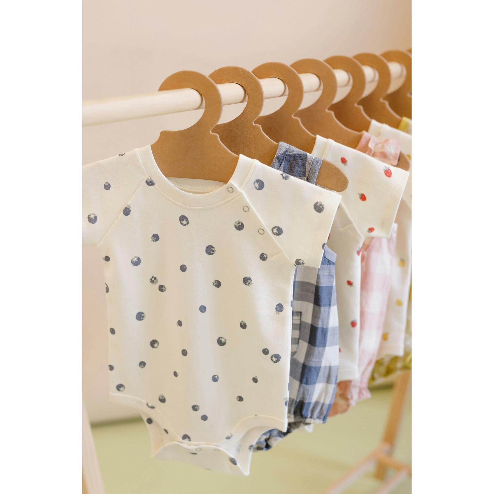Print Short Raglan Sleeve Snap One-Piece, Blue
