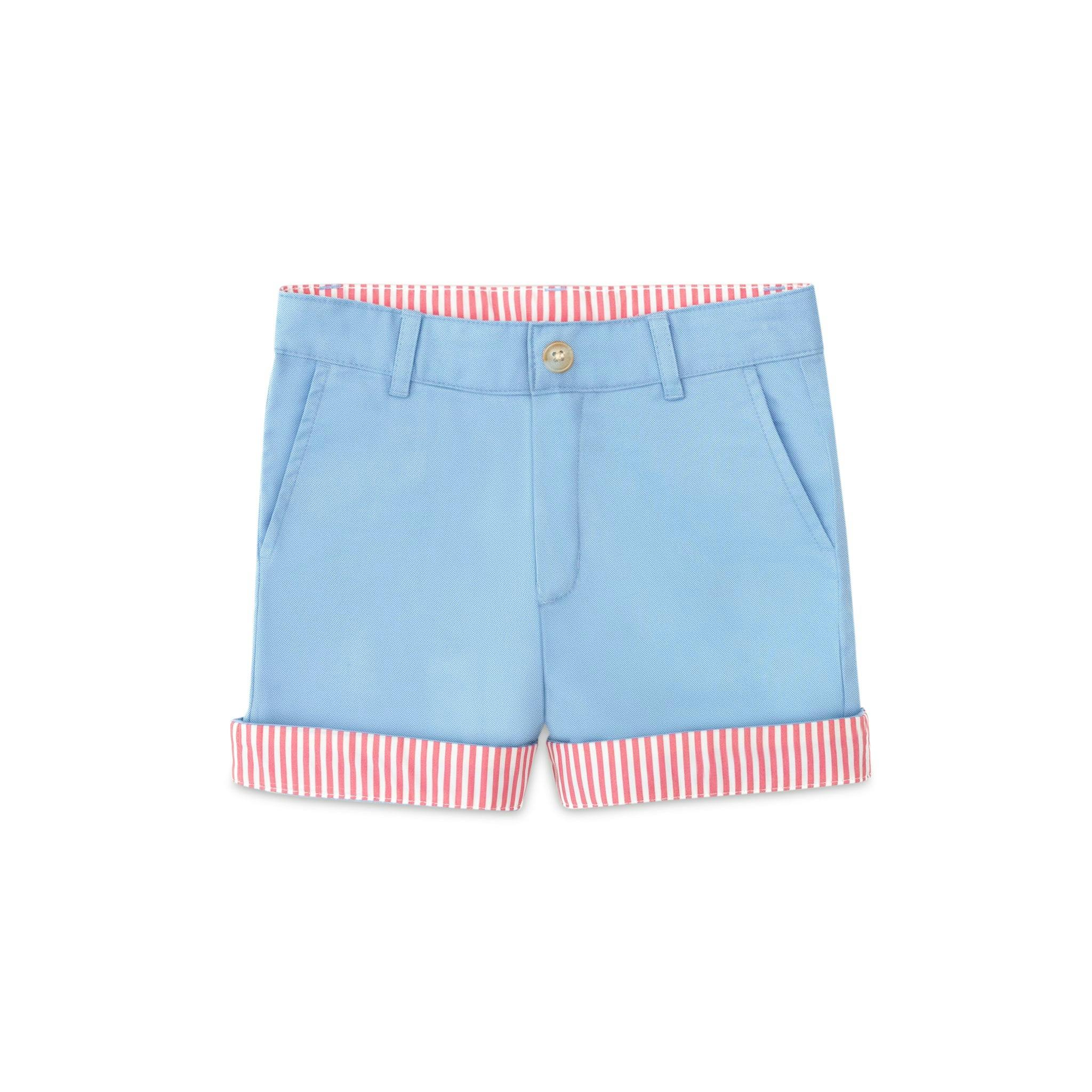 Wyatt Shorts in East Beach Blue with Sconset Stripe Cuffs