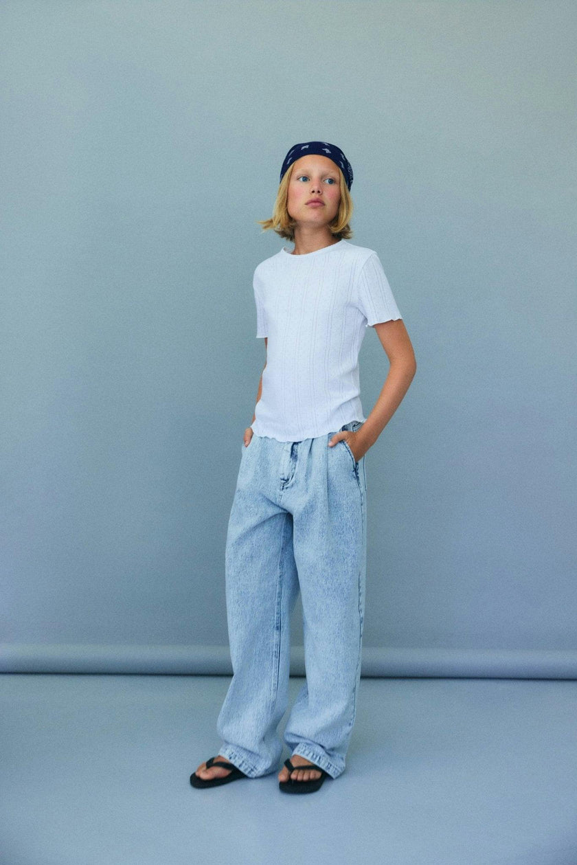 TNS Pleat Denim Teen Pant Bleach Denim