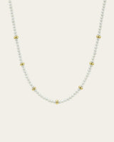 14K Gold Pearl Segment Bead Necklace