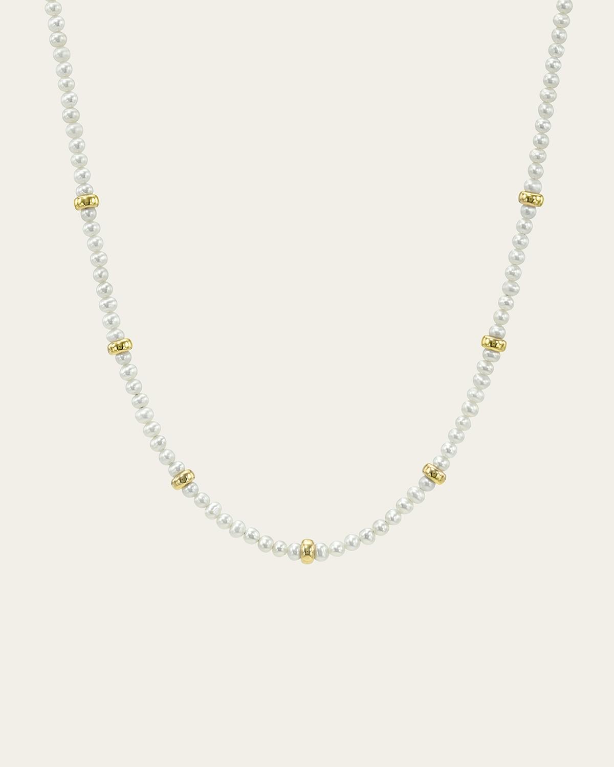14K Gold Pearl Segment Bead Necklace