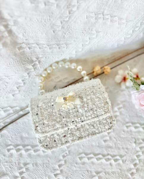 Tweed City Purse with Tiny Satin Bow