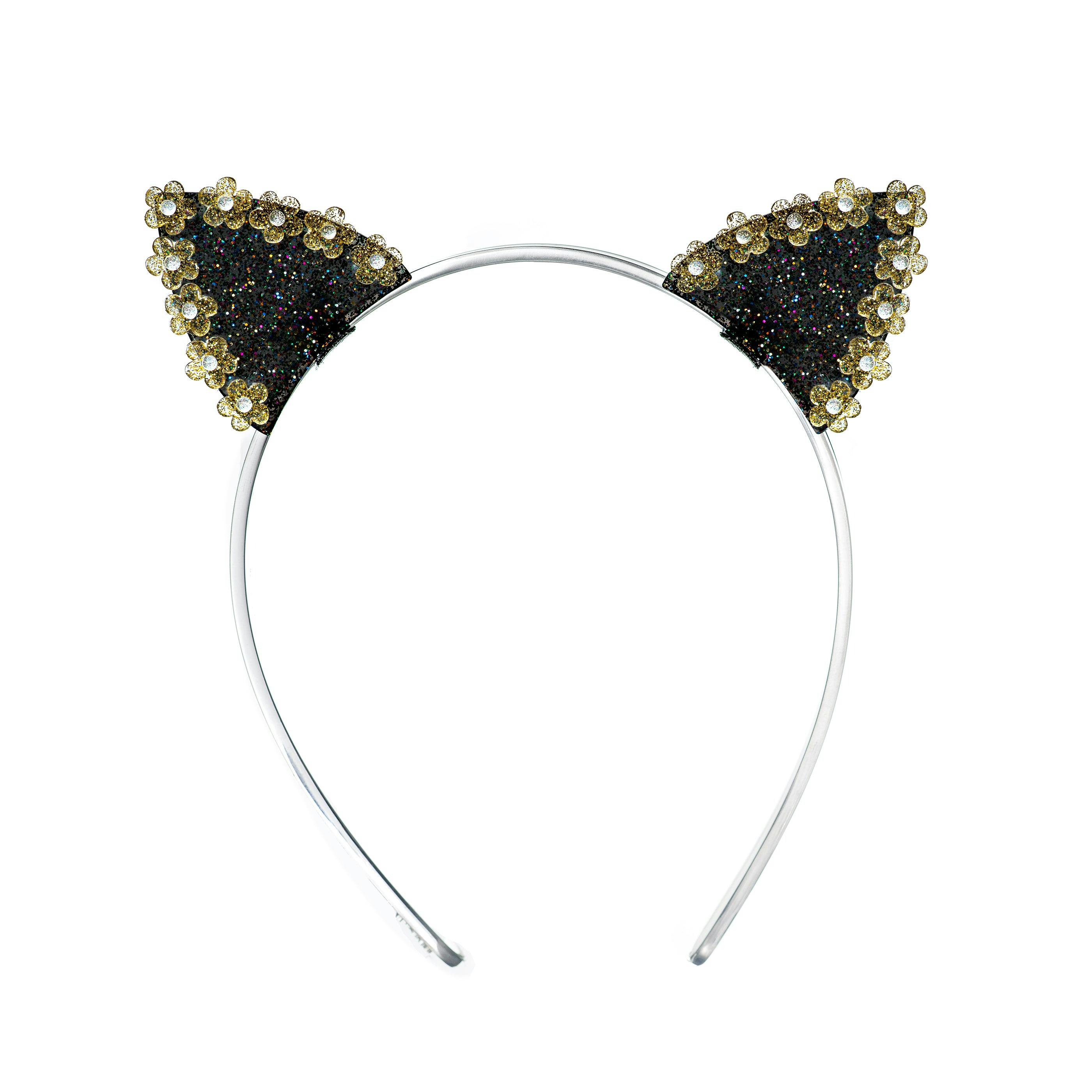 Daisy Cat Ears Glitter Gold Headband