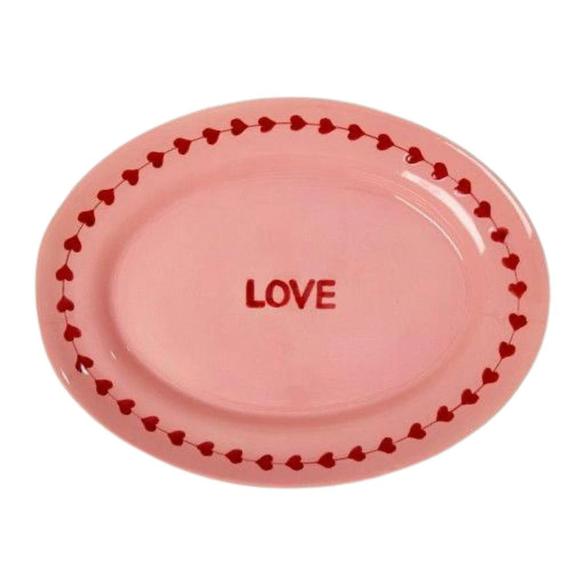 Ceramic Serving Platter with Hand-painted LOVE - Medium
