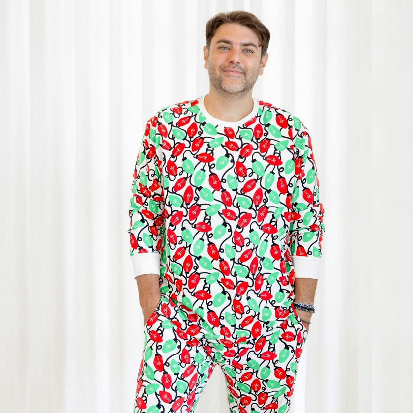 Organic Adult Men's Pajamas - Holiday Lights